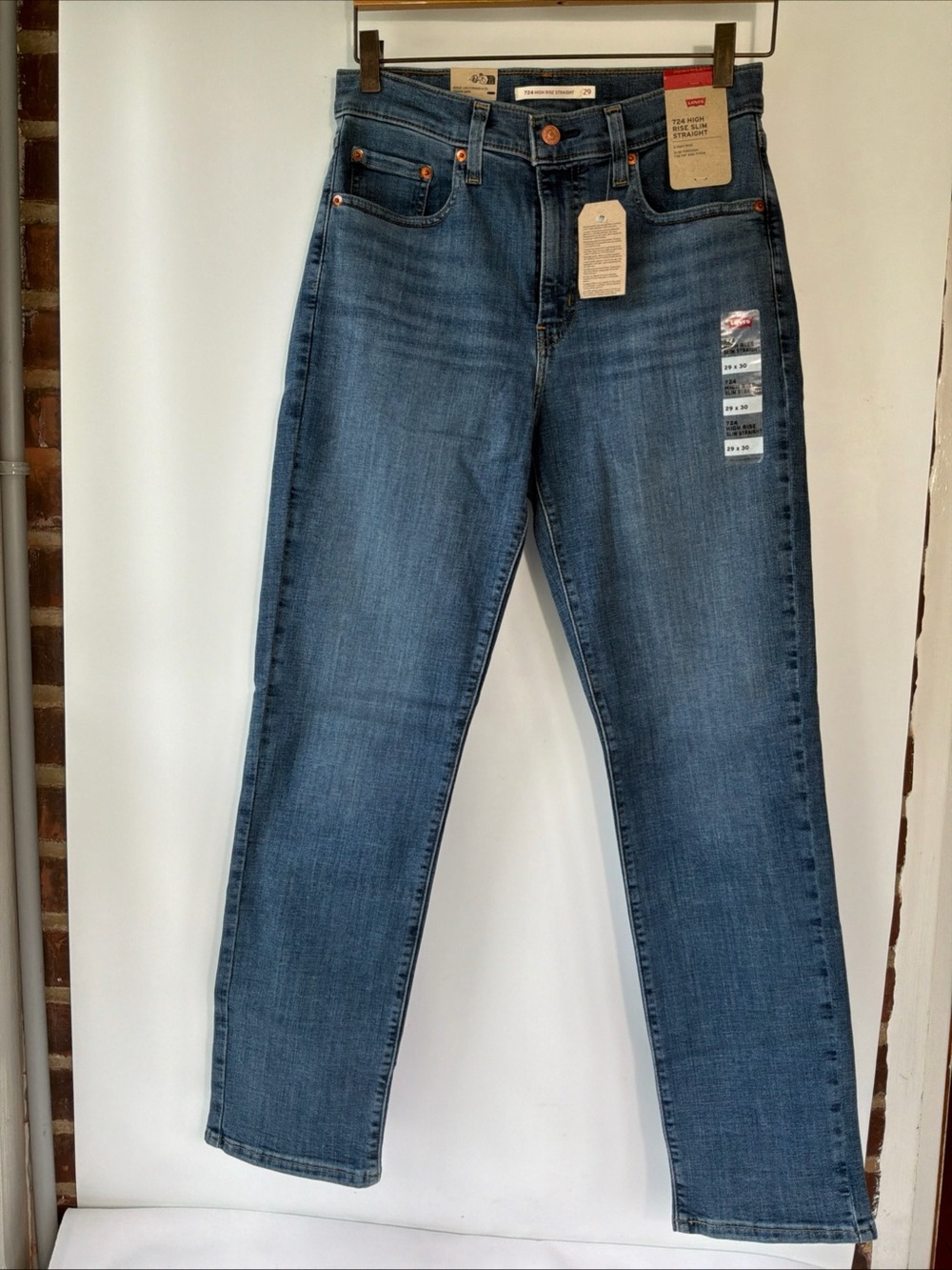 Levi's Women 314 Slim Straight High Rise Zip Fly Stretch Jeans 29x30 Blue NWT